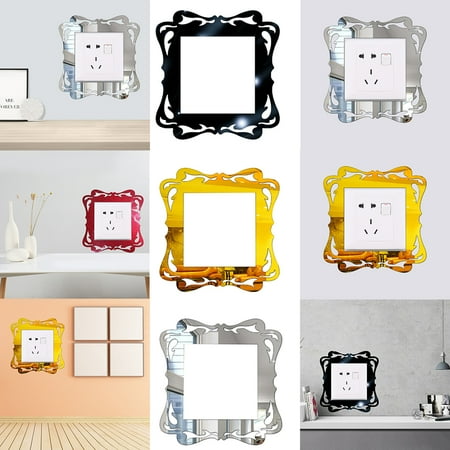 Timlatte Home Switch Acrylic Cover Square Switch Wall Light Socket Panel Stickers Living Room Decoration Golden